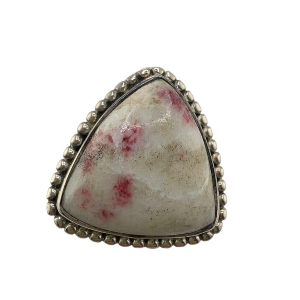 Triangular Cinnabrite Sterling Silver Ring Artisan Jewelry 8